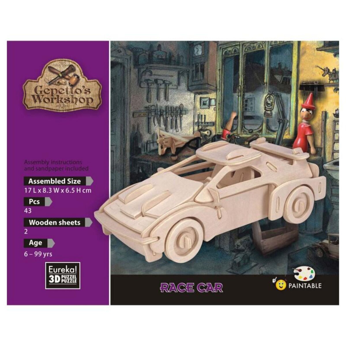 Eureka Toys Eureka - Gepetto's Jeux de construction en bois Kit 3D - voiture 52473157