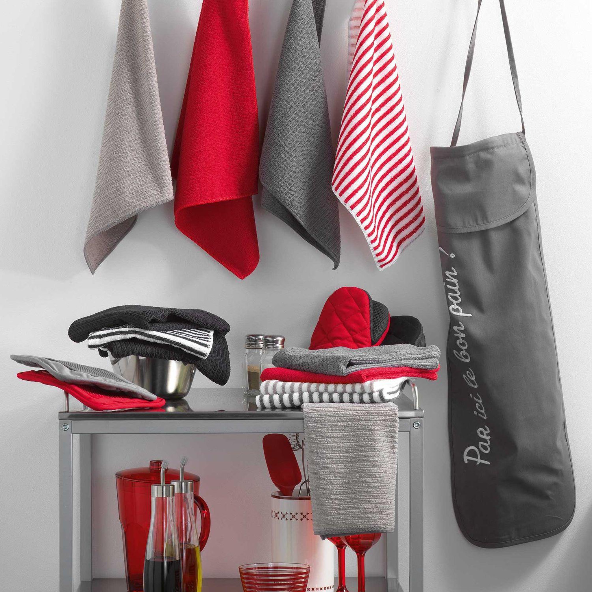 Voir la diapositive 2 : Douceur d'Intérieur Lot de 3 torchons de cuisine en microfibre - Noir