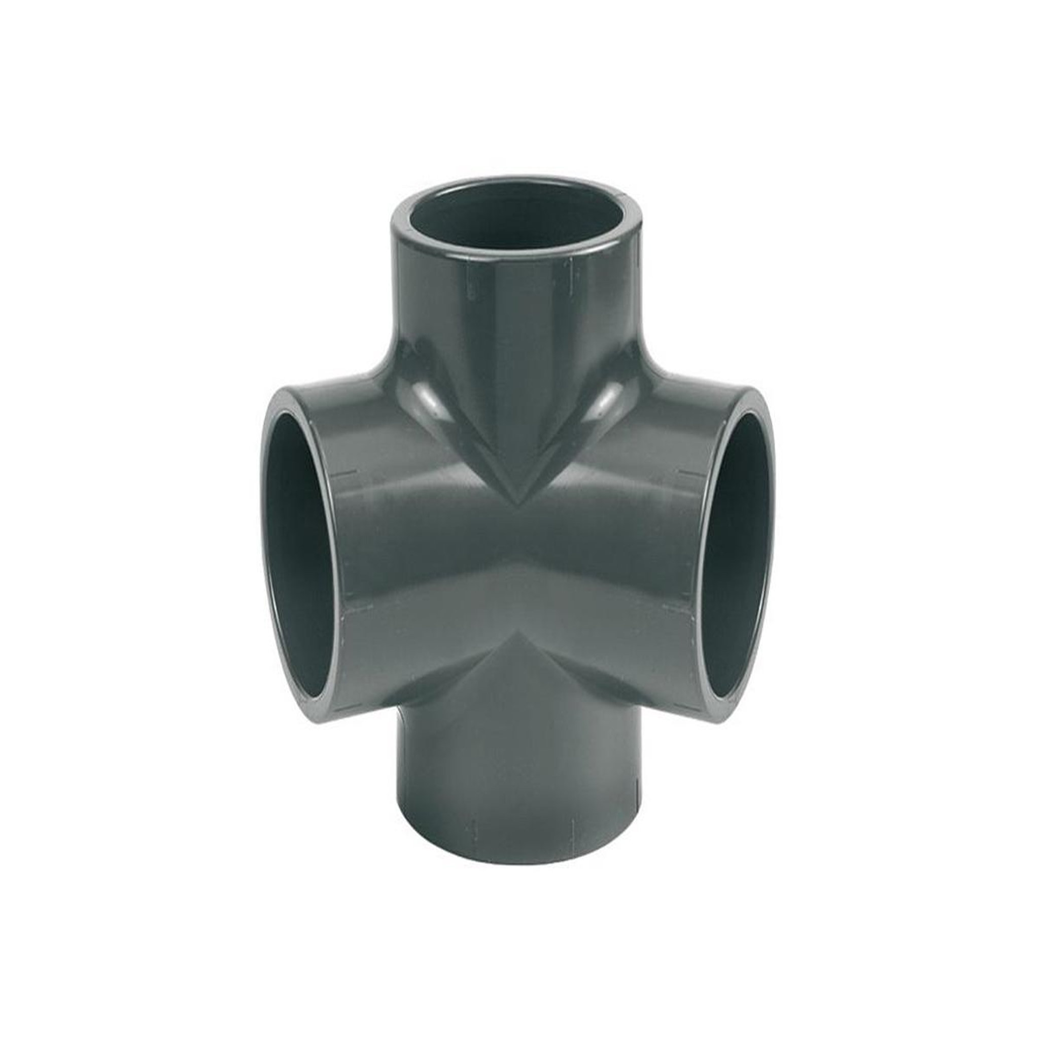 Voir la diapositive 2 : JARDIDECO Té 4 voies PVC pression 90° Ø 63 mm - Fitt