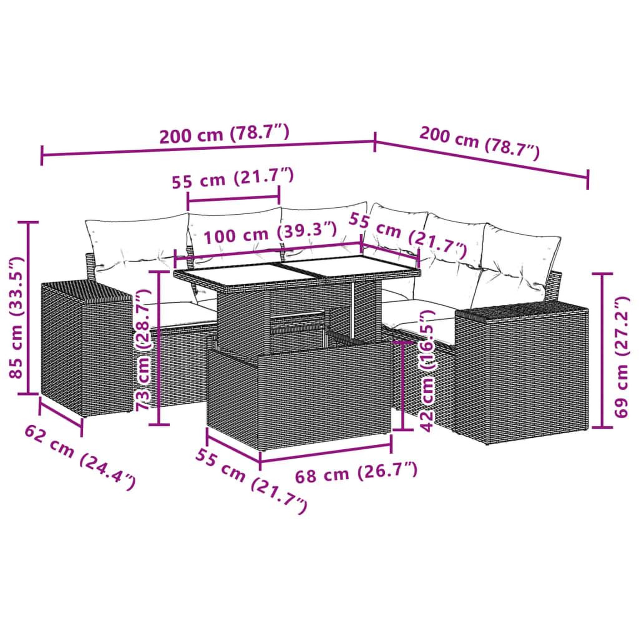 Voir la diapositive 6 : VIDAXL Salon de jardin avec coussins 6 pcs marron resine tressee