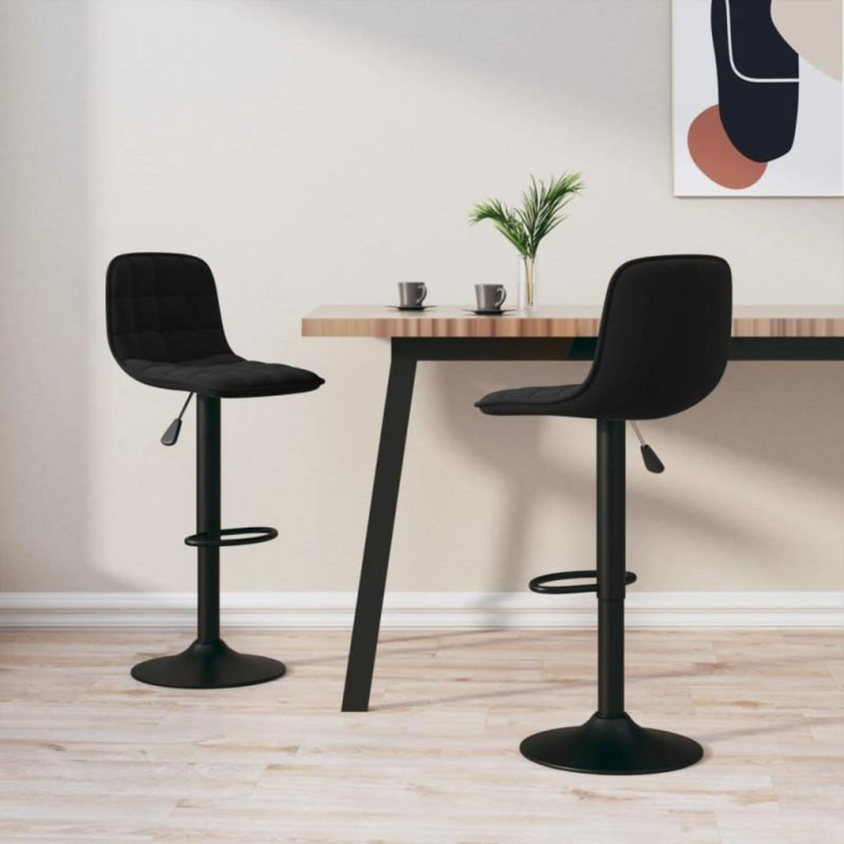 VIDAXL Tabourets de bar lot de 2 noir velours