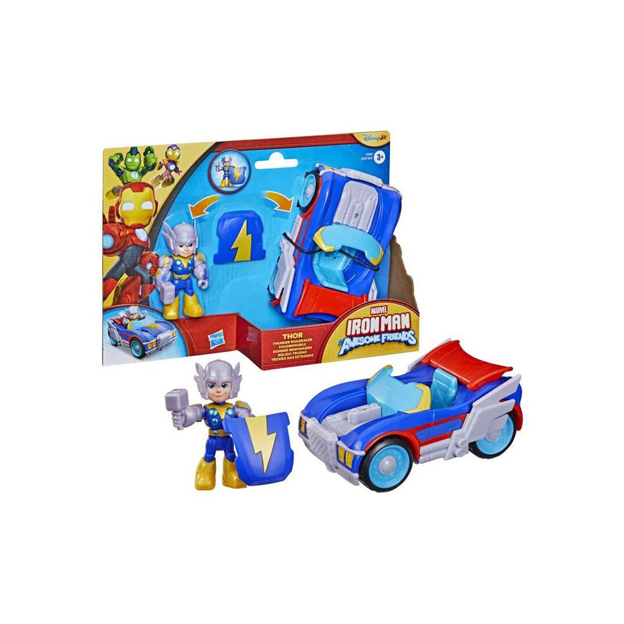 Voir la diapositive 4 : HASBRO Figurine Thor de 7,5 cm et véhicule Foudremobile, Jouets de Super-héros, des 3 ans, Iron Man et Ses Amis Extraordinaires Marve