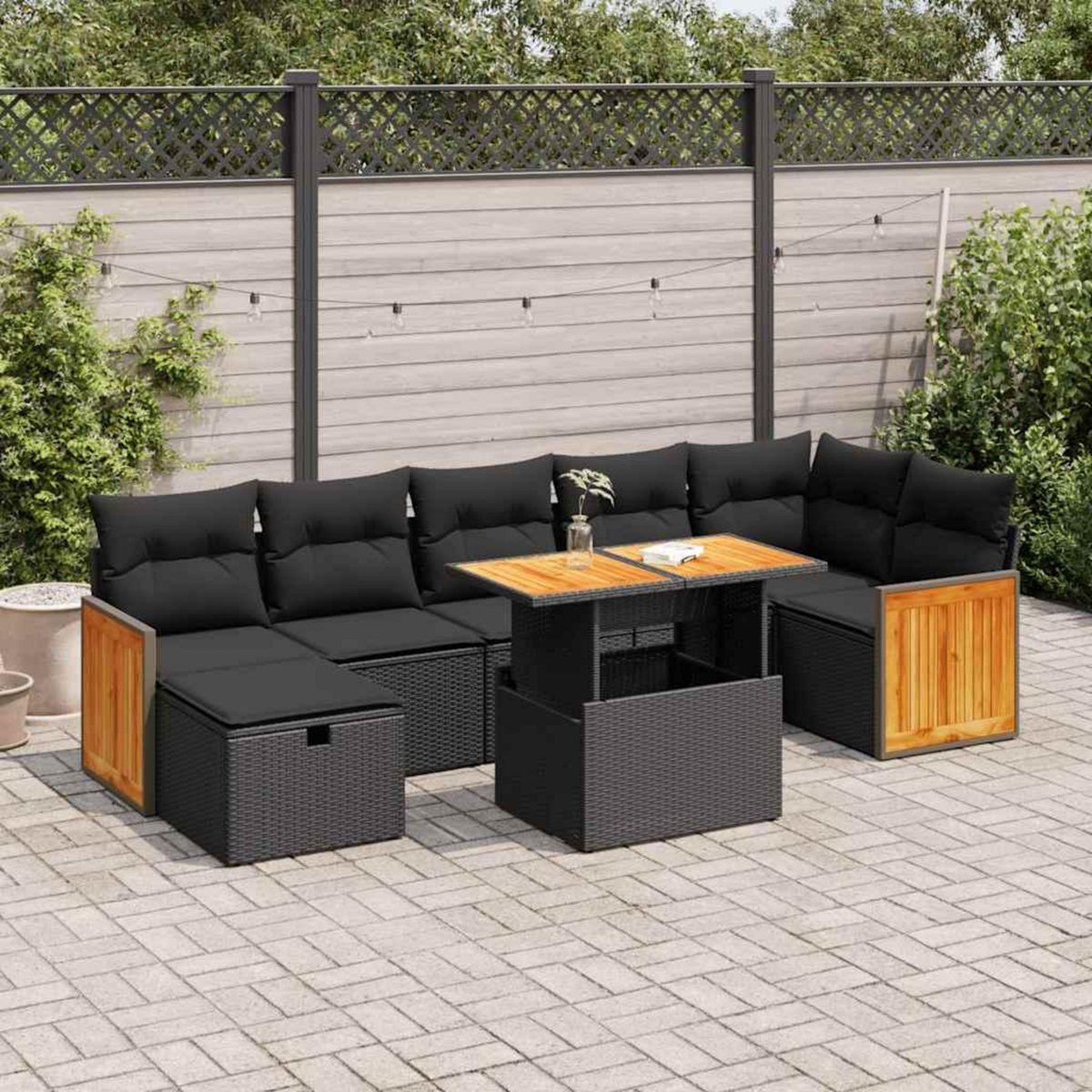 VIDAXL Salon de jardin 5 pcs avec coussins noir resine tressee