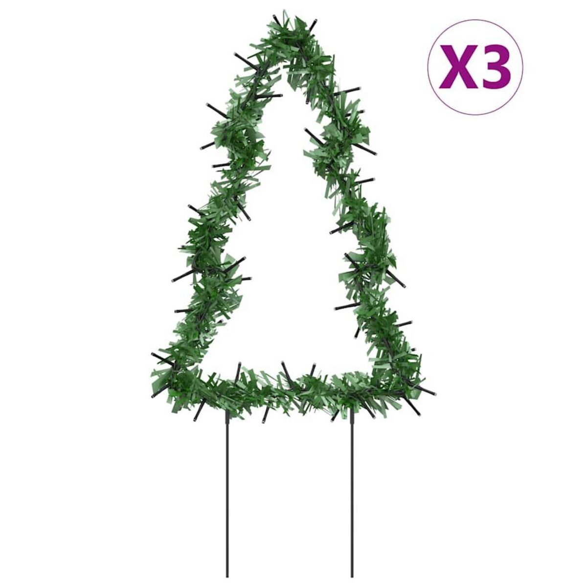 VIDAXL Decoration lumineuse arbre de Noël piquets 3 pcs 50 LED 30 cm