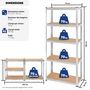 Voir la diapositive 6 : tectake Étagère pour charges lourdes structure en acier galvanisé argent 180 x 75 x 30 cm, 350 kg