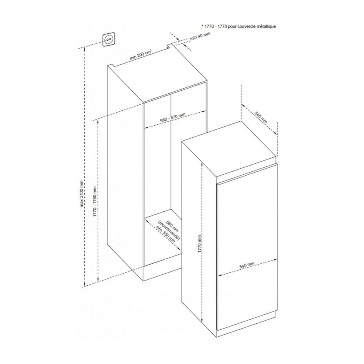 De Dietrich Réfrigérateur 1 porte encastrable DRL1770EB