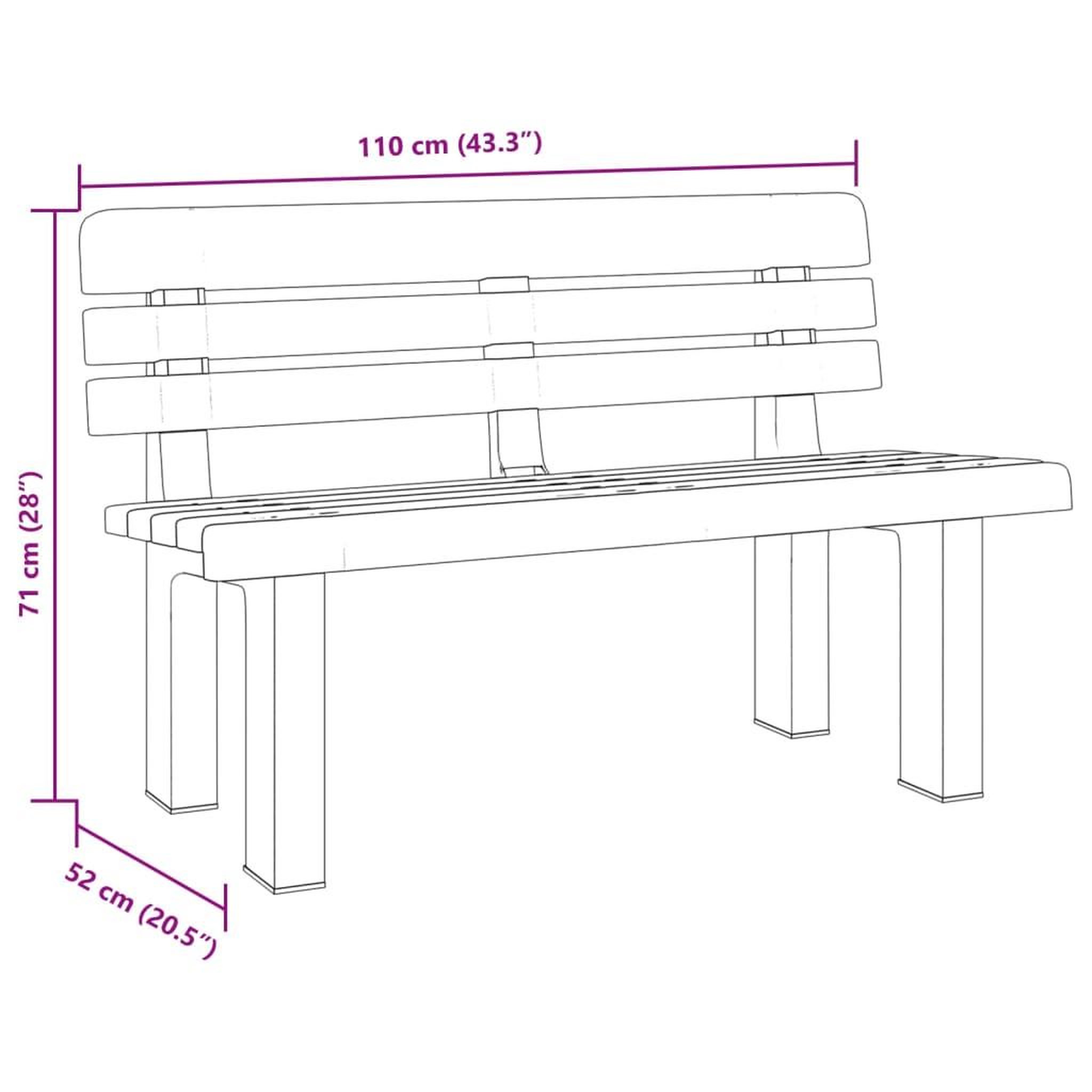 Voir la diapositive 6 : VIDAXL Banc de jardin anthracite 110x52x71 cm polypropylene