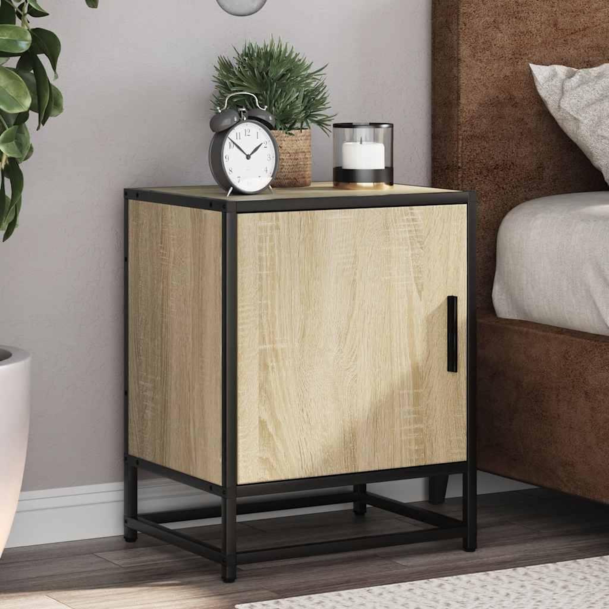 VIDAXL Table de chevet chene sonoma 40x31x50cm bois d'ingenierie metal