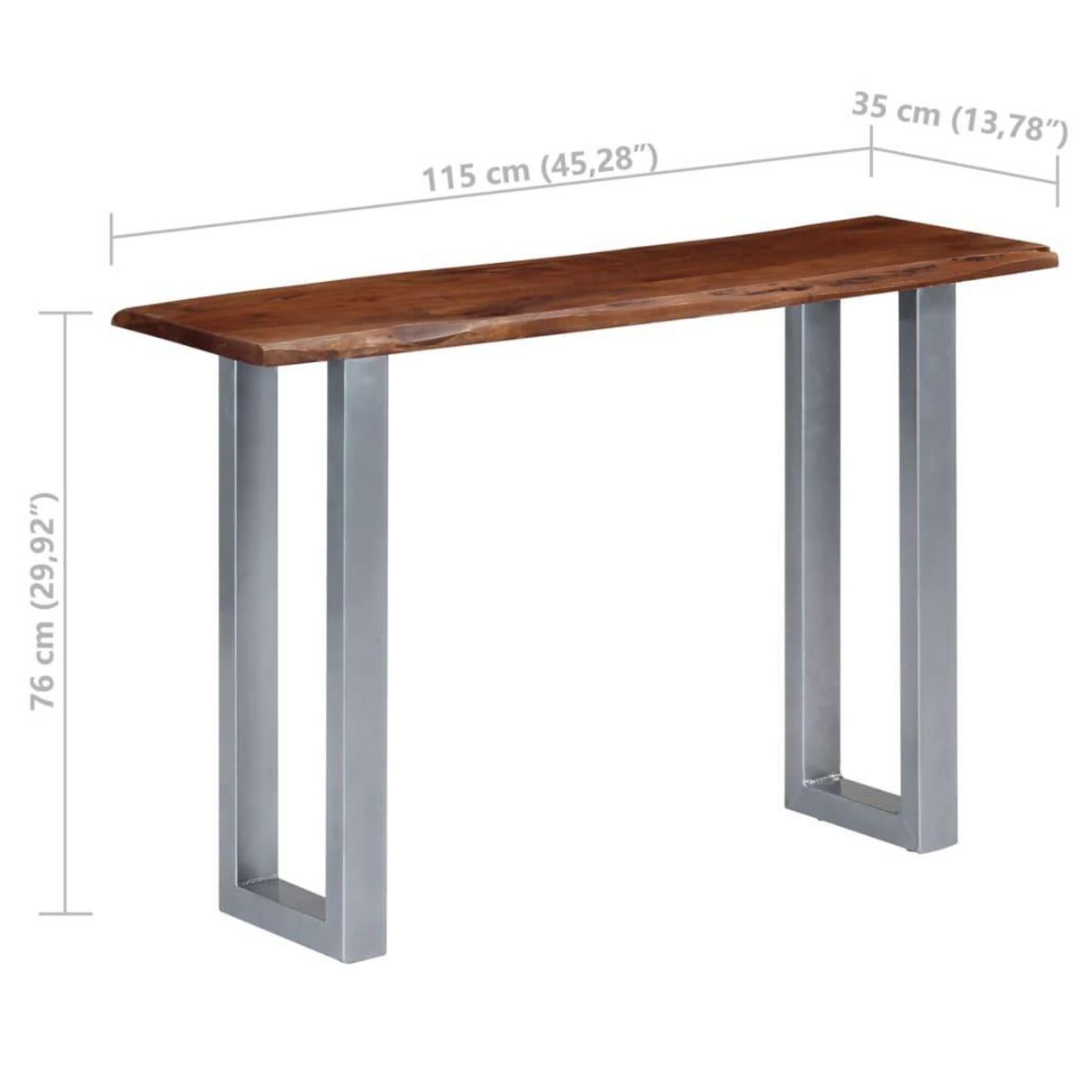 VIDAXL Table console 115x35x76 cm Bois d'acacia massif et fer