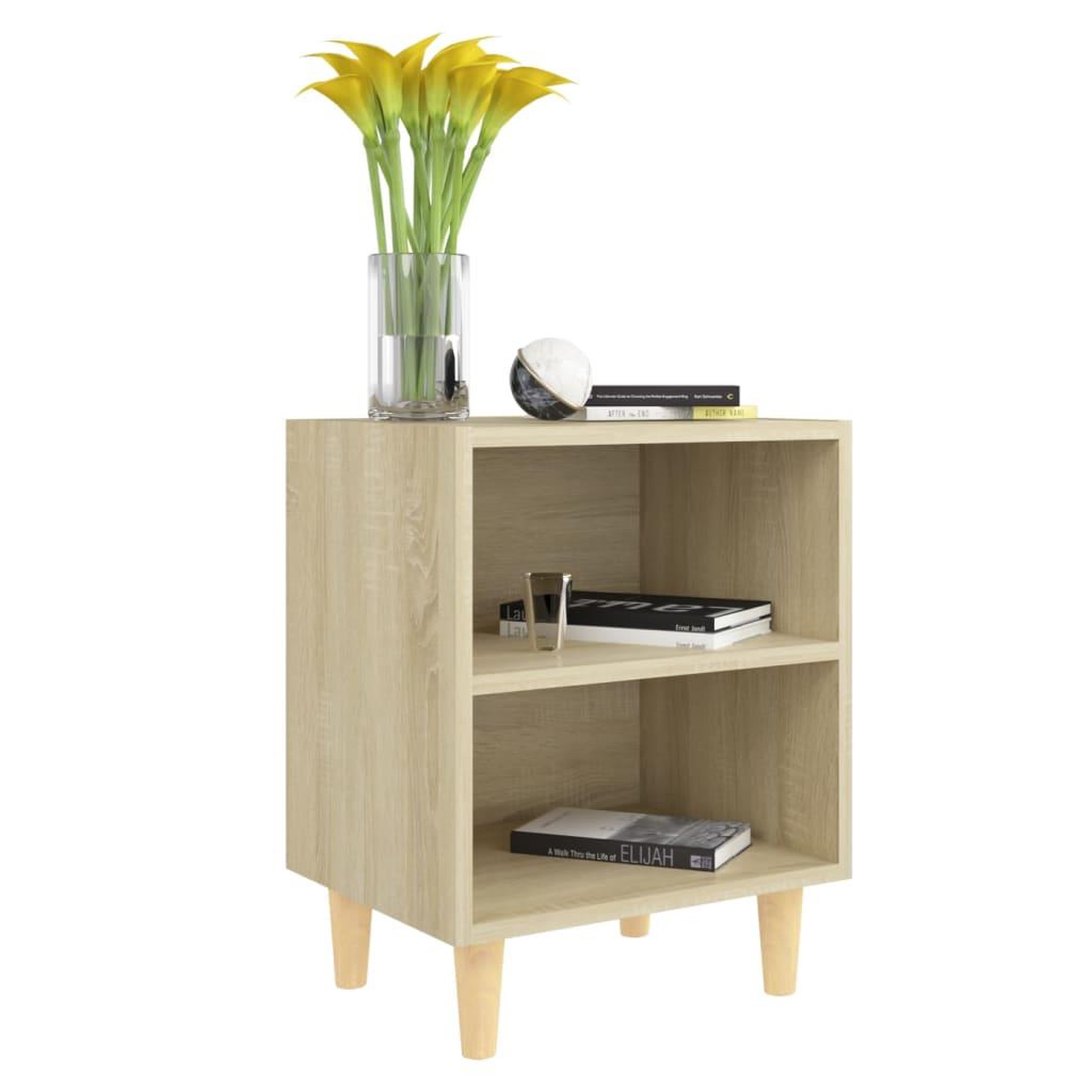 Voir la diapositive 3 : VIDAXL Table de chevet avec pieds en bois Chene sonoma 40x30x50 cm