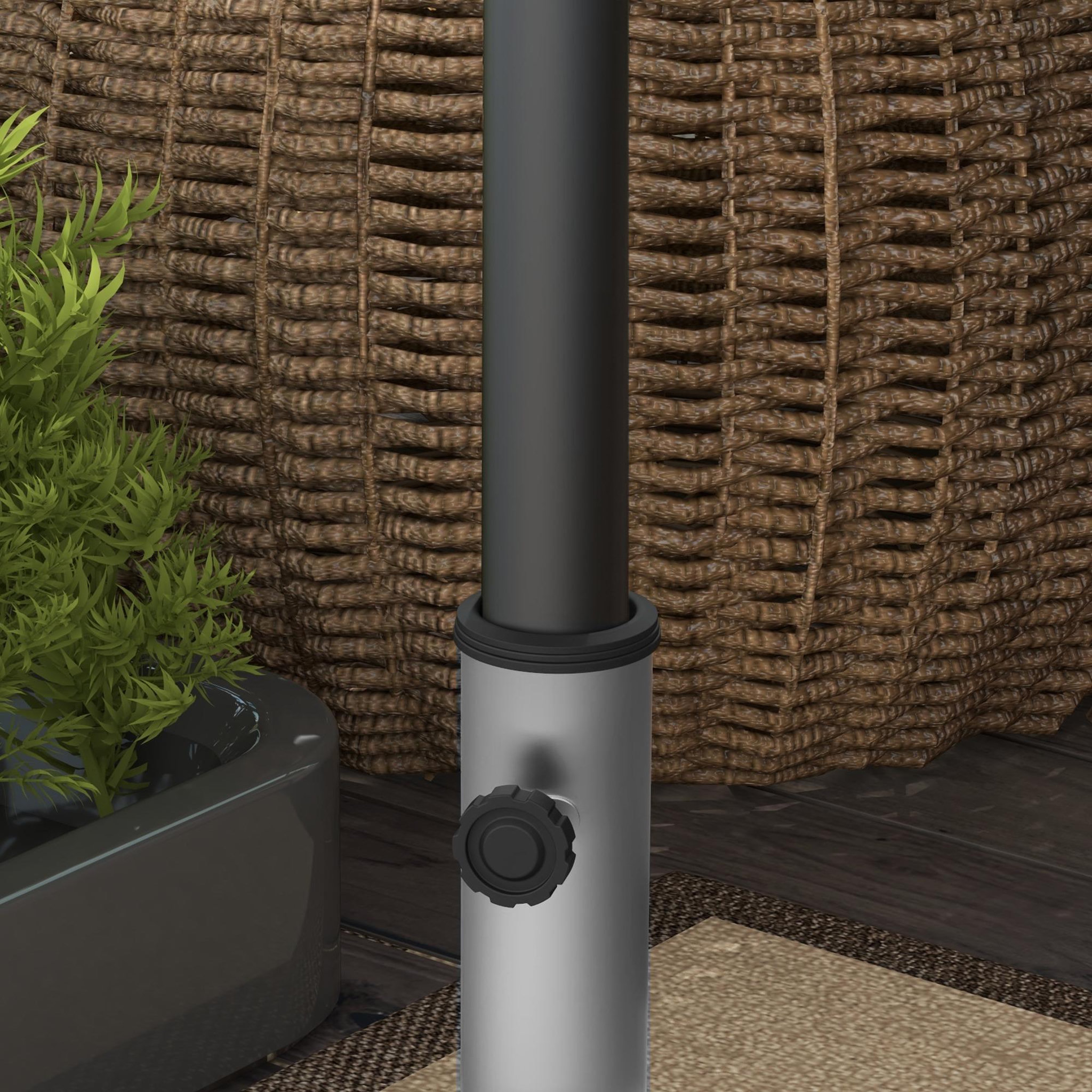 Voir la diapositive 5 : OUTSUNNY Pied de parasol - Base de lestage en granite carré 28 Kg 2 roulettes poignée