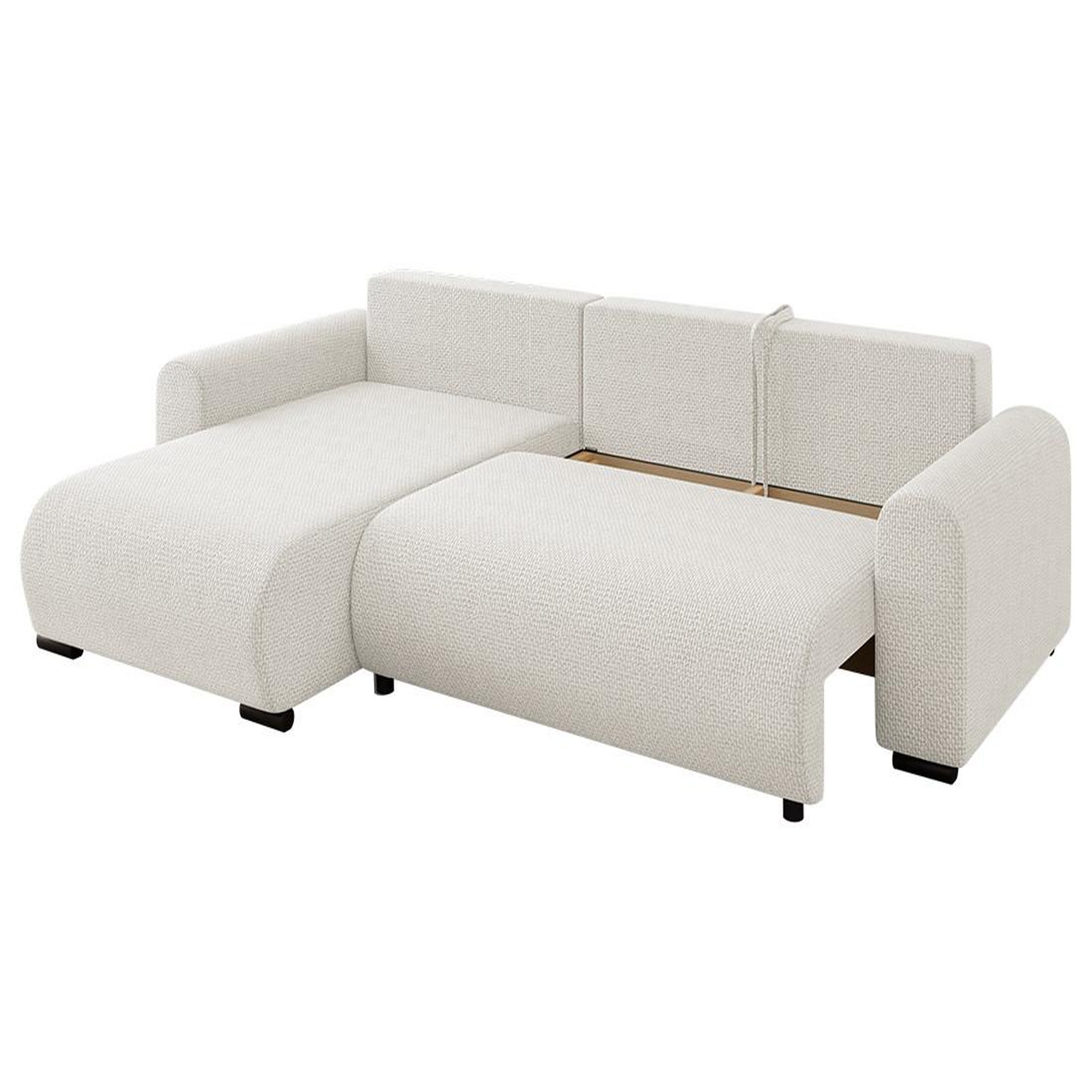Voir la diapositive 3 : BEST MOBILIER Rosalie - canapé d'angle réversible 4 places convertible avec coffre en velours texturé