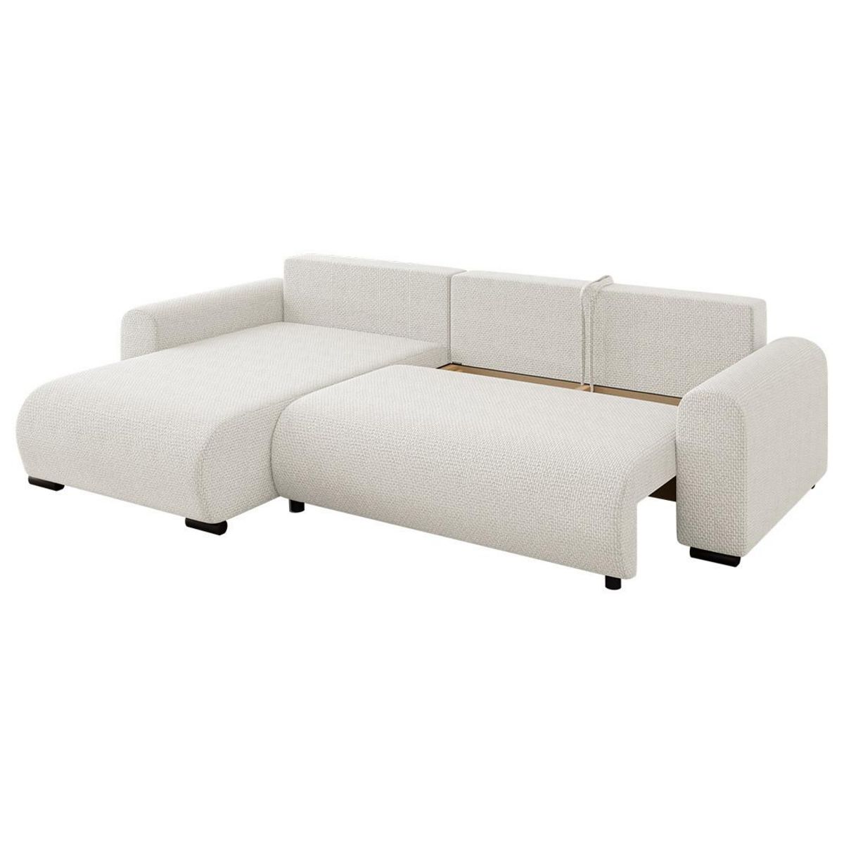 BEST MOBILIER Rosalie - canapé d'angle réversible 4 places convertible avec coffre en velours texturé