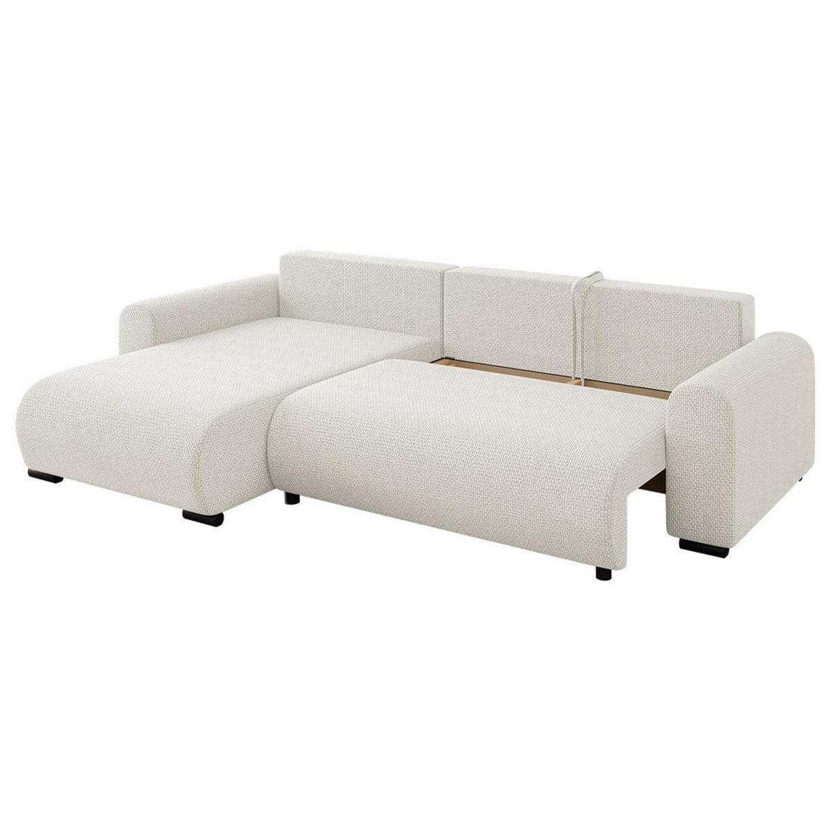 BEST MOBILIER Rosalie - canapé d'angle réversible 4 places convertible avec coffre en velours texturé