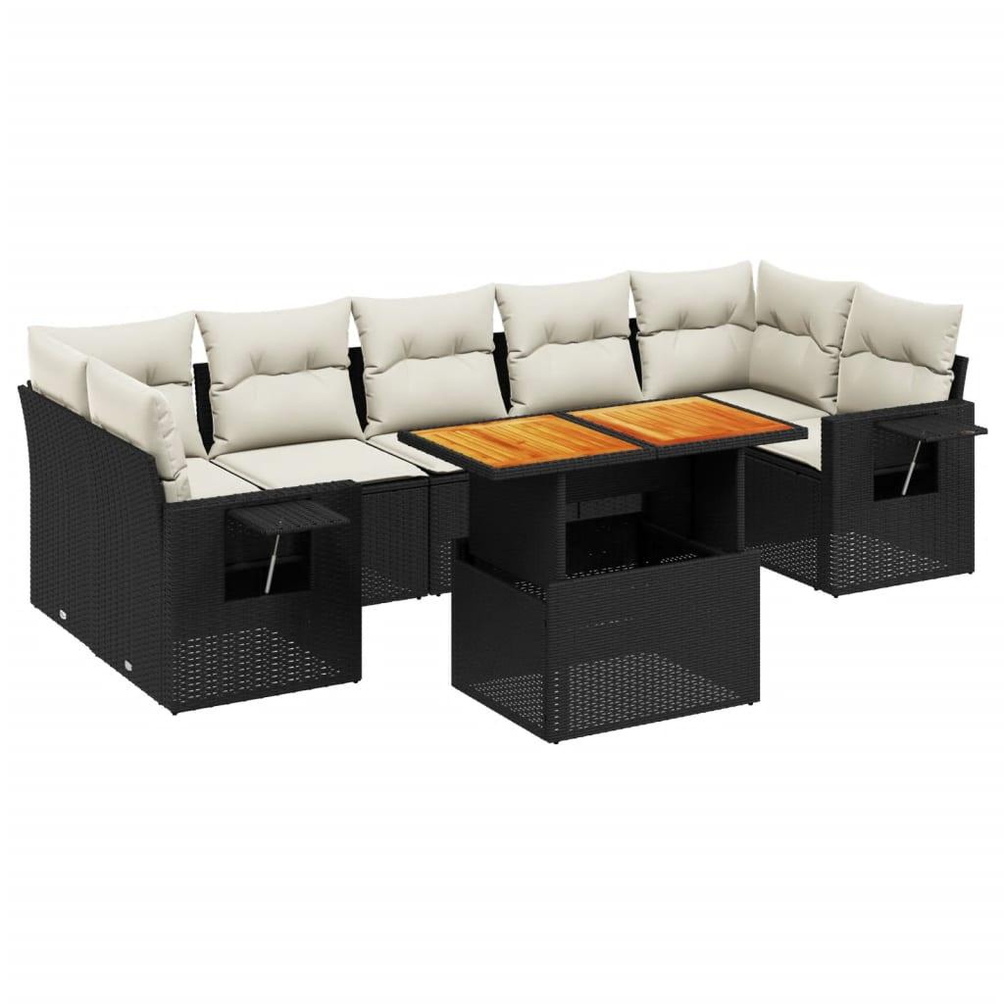 Voir la diapositive 2 : VIDAXL Salon de jardin 8 pcs avec coussins noir resine tressee