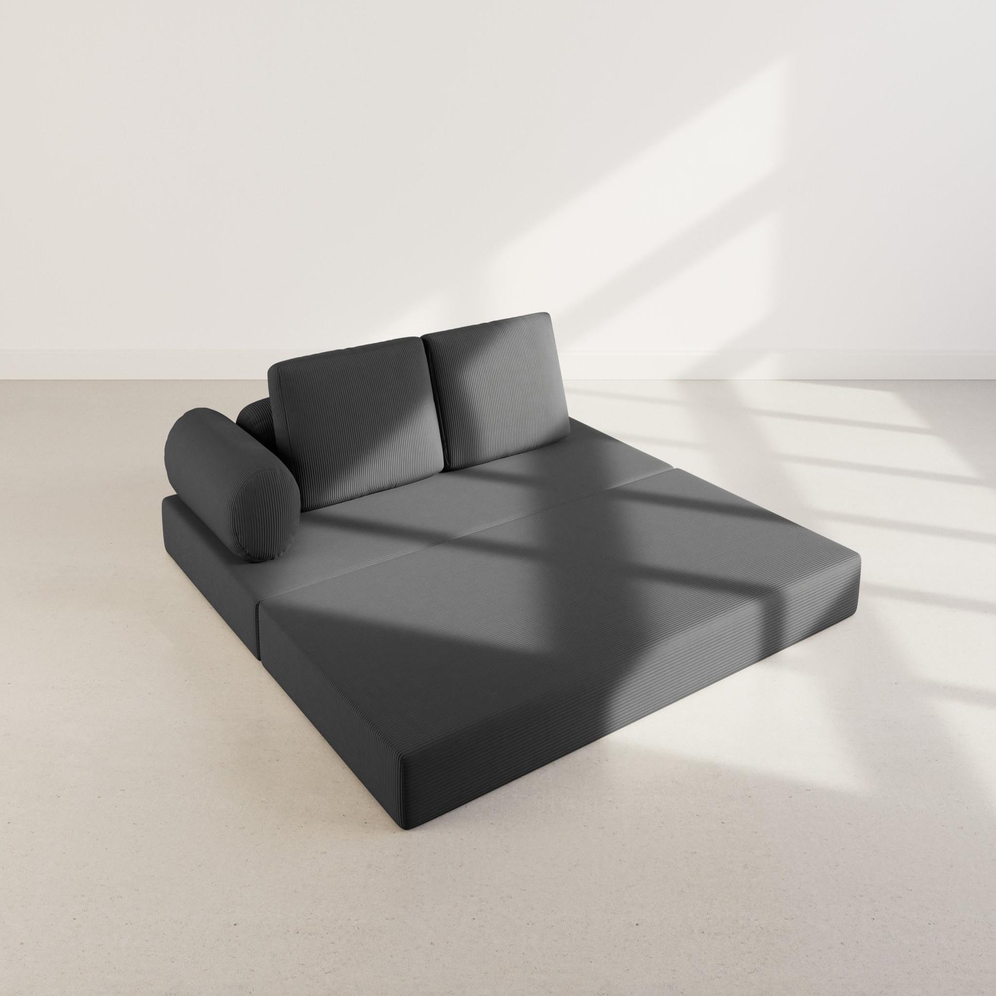 Voir la diapositive 3 : LISA DESIGN Lonny - canapé 3 places convertible en velours côtelé