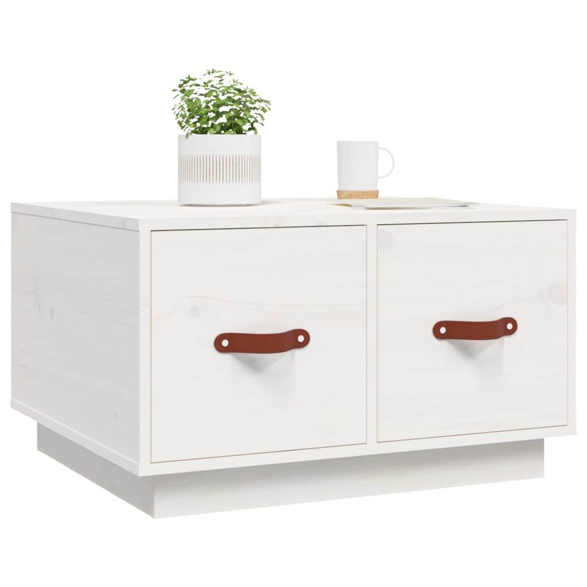 Voir la diapositive 4 : VIDAXL Table basse Blanc 60x53x35 cm Bois massif de pin