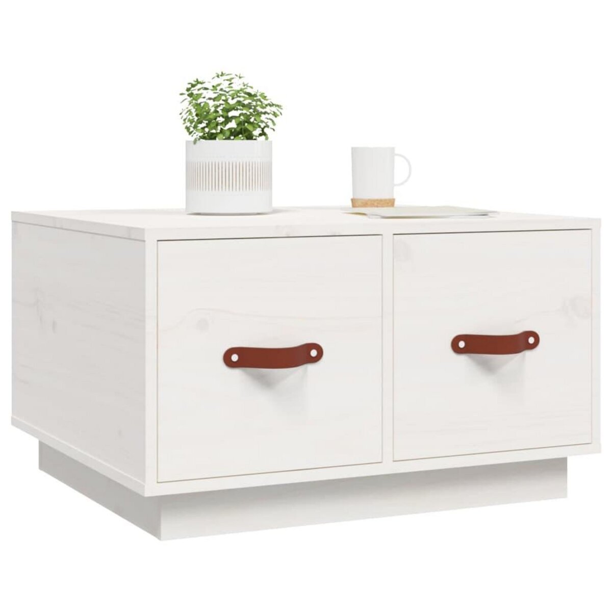 VIDAXL Table basse Blanc 60x53x35 cm Bois massif de pin