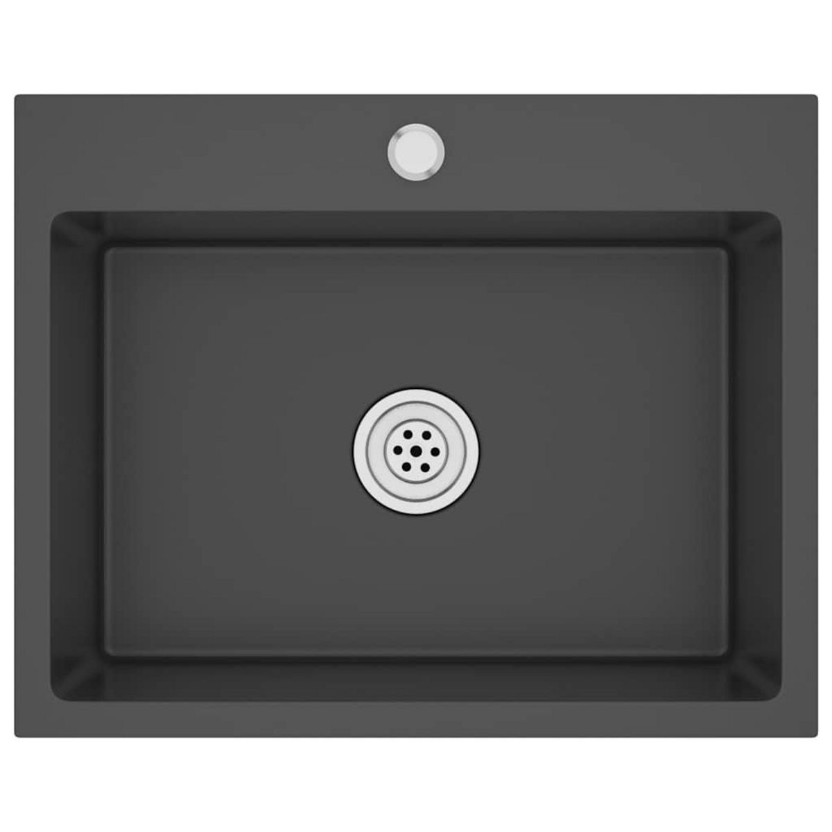 VIDAXL Evier de cuisine fait main Noir Acier inoxydable