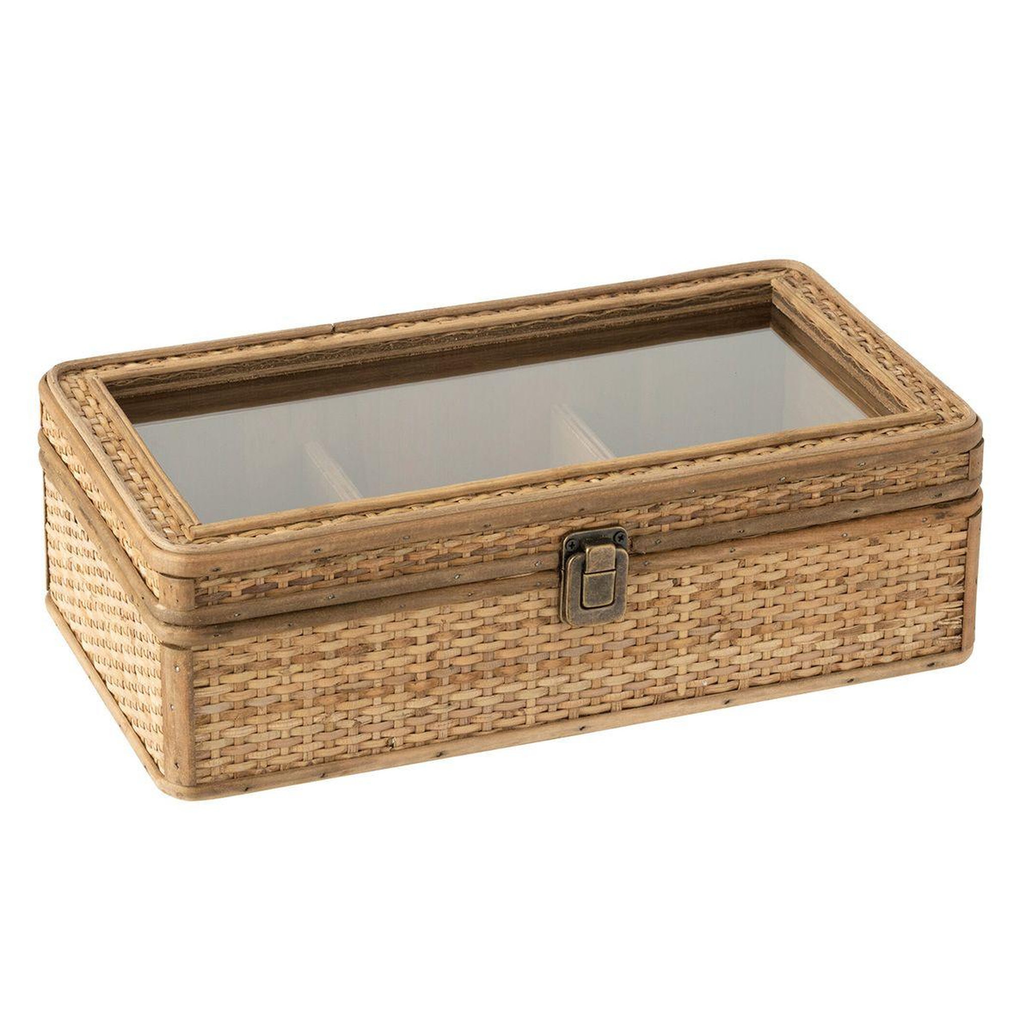 Voir la diapositive 1 : J-LINE Boîte à thé 6 compartiments  rotin  34cm naturel