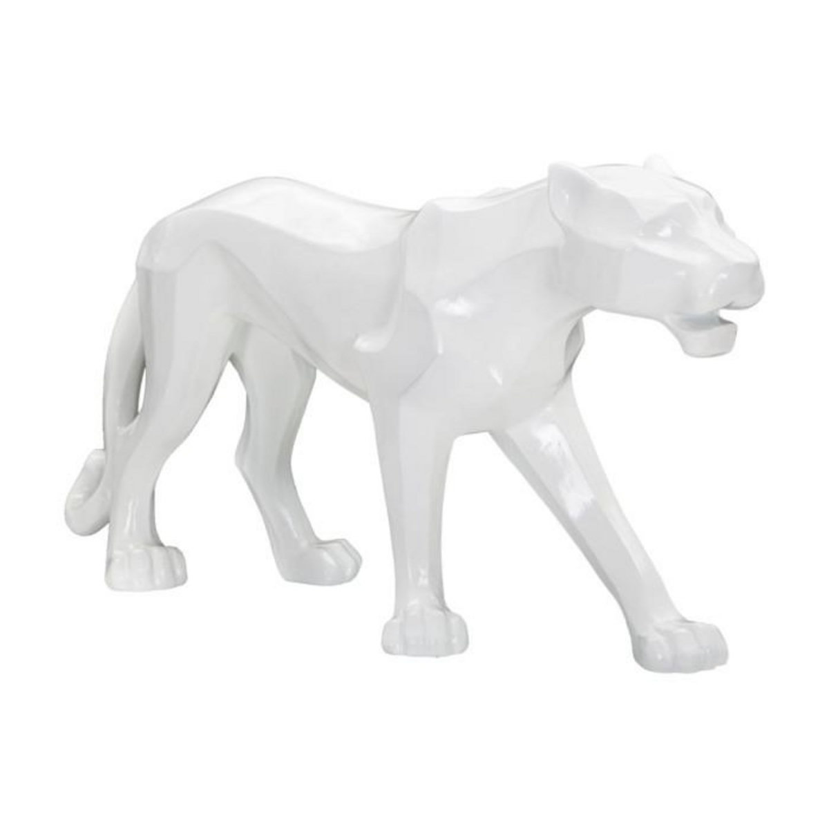 Paris Prix Statuette Déco en Résine  Panthère  70cm Blanc