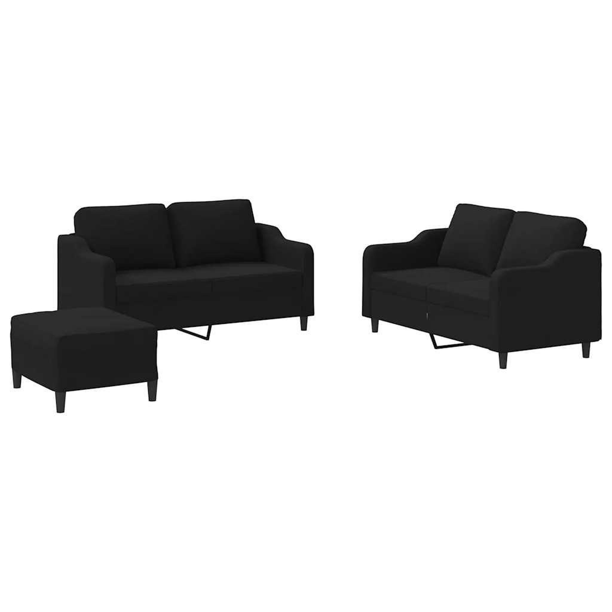 Voir la diapositive 2 : VIDAXL Ensemble de canapes 3 pcs avec coussins Noir Tissu