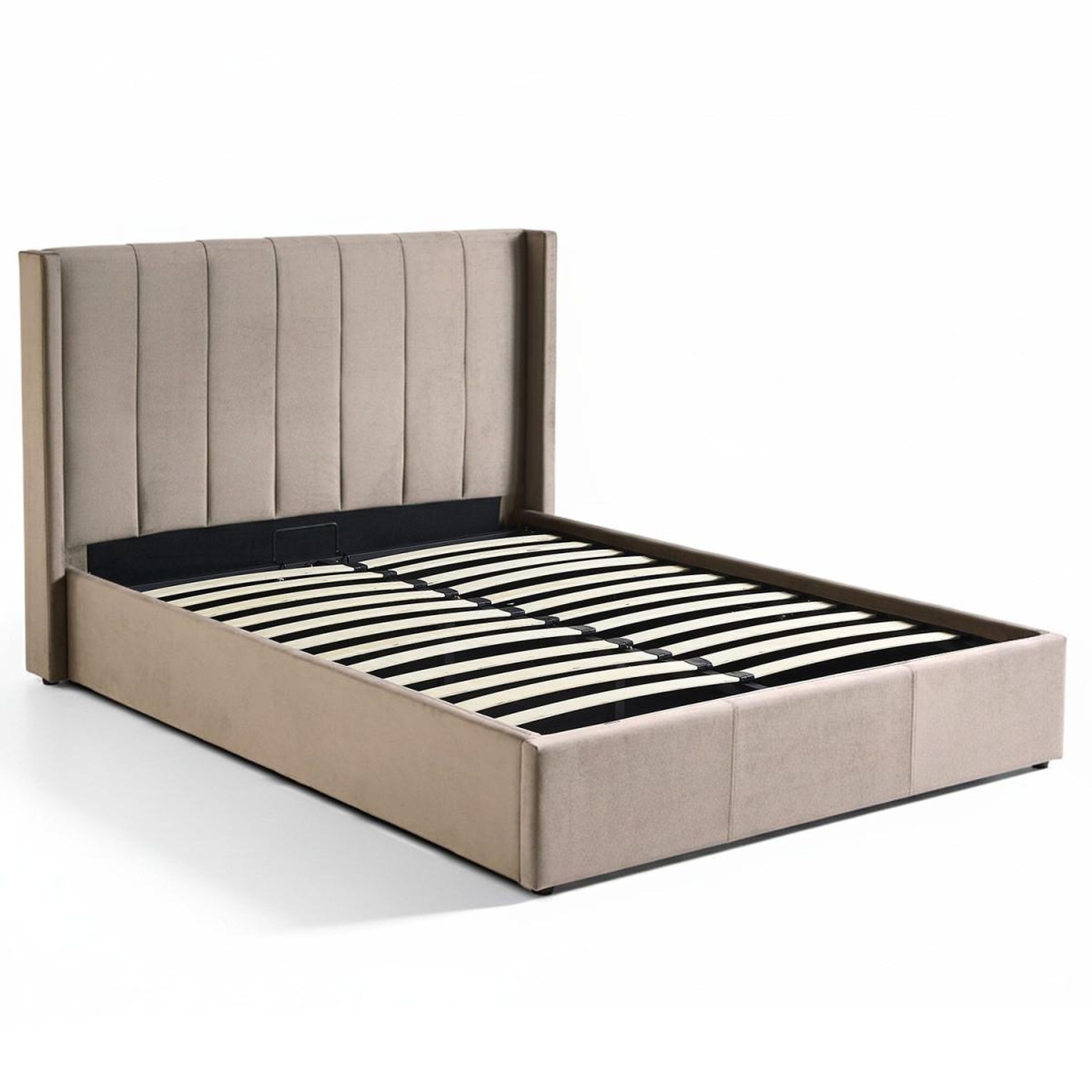Voir la diapositive 3 : Paris Prix Pack lit coffre en velours & matelas  maggie & goodream  160x200cm taupe