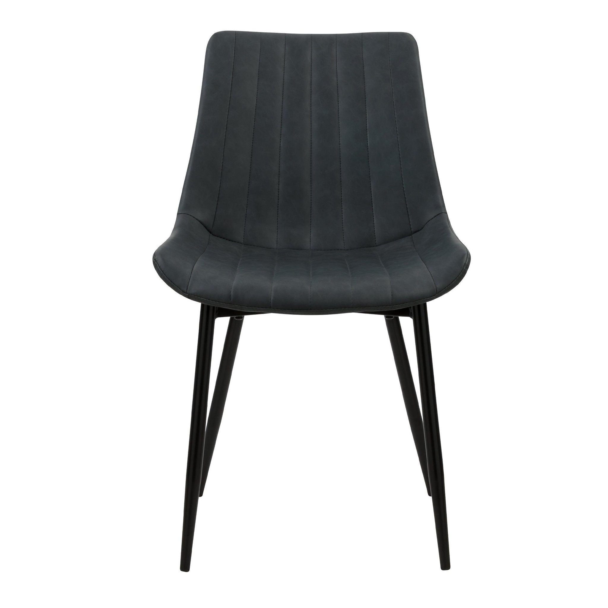Voir la diapositive 6 : MAISON PAVANE Lot de 2 chaises en cuir synthétique gris foncé et métal noir-killi