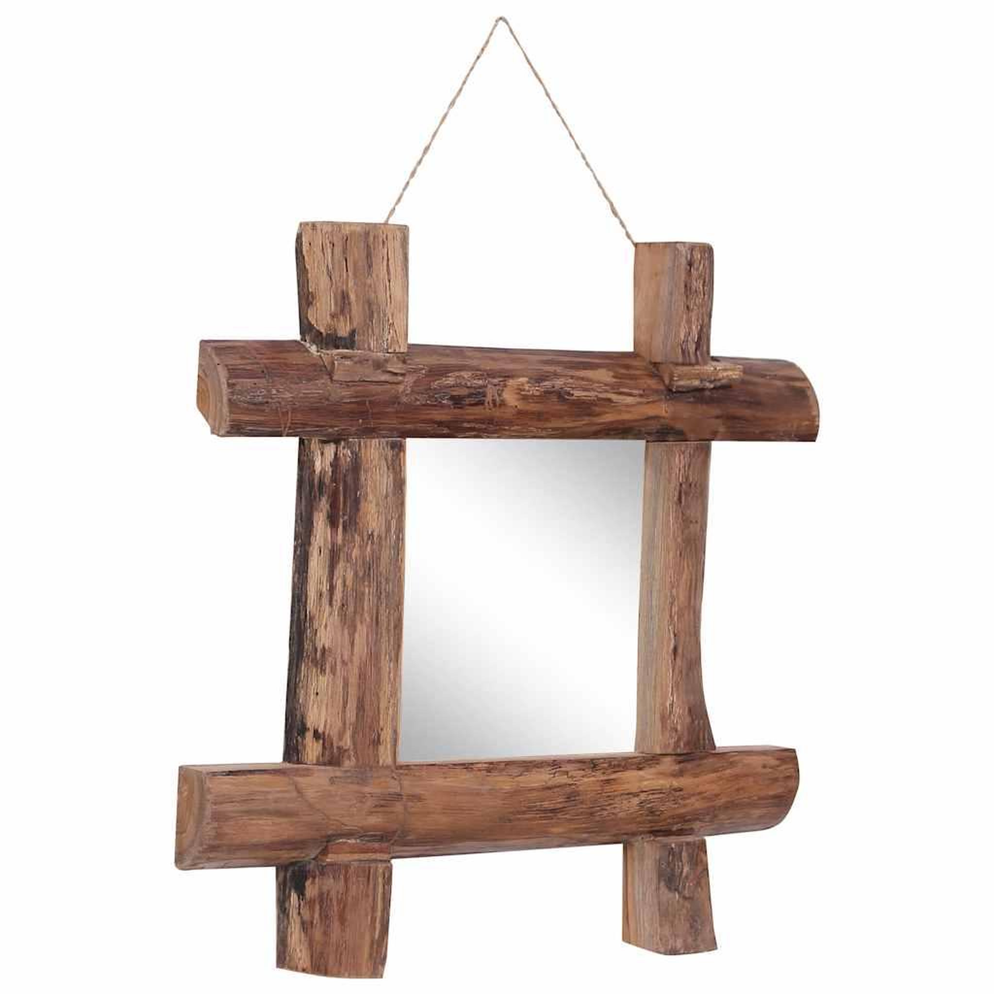 Voir la diapositive 5 : VIDAXL Miroir a buches naturel 50x50 cm bois de teck recycle