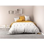 Home collection Parure housse de couette 100% coton lave 57fils evi. Coloris disponibles : Blanc