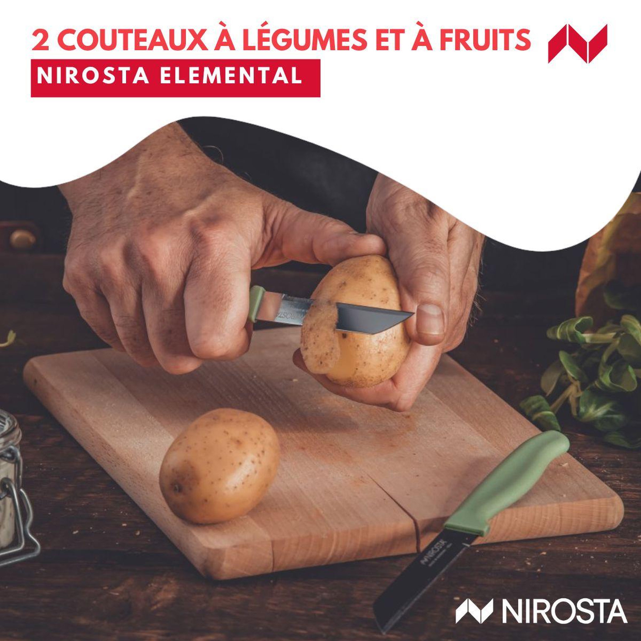 Voir la diapositive 2 : NIROSTA Set de 2 couteaux à légumes 19 cm nirosta elemental