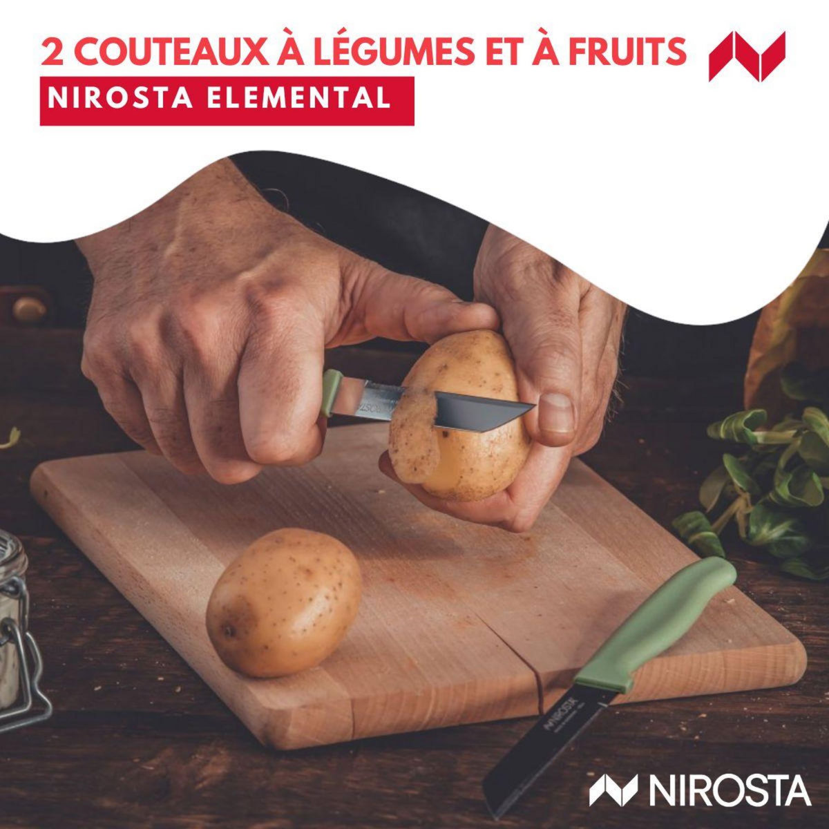 NIROSTA Set de 2 couteaux à légumes 19 cm Nirosta Elemental