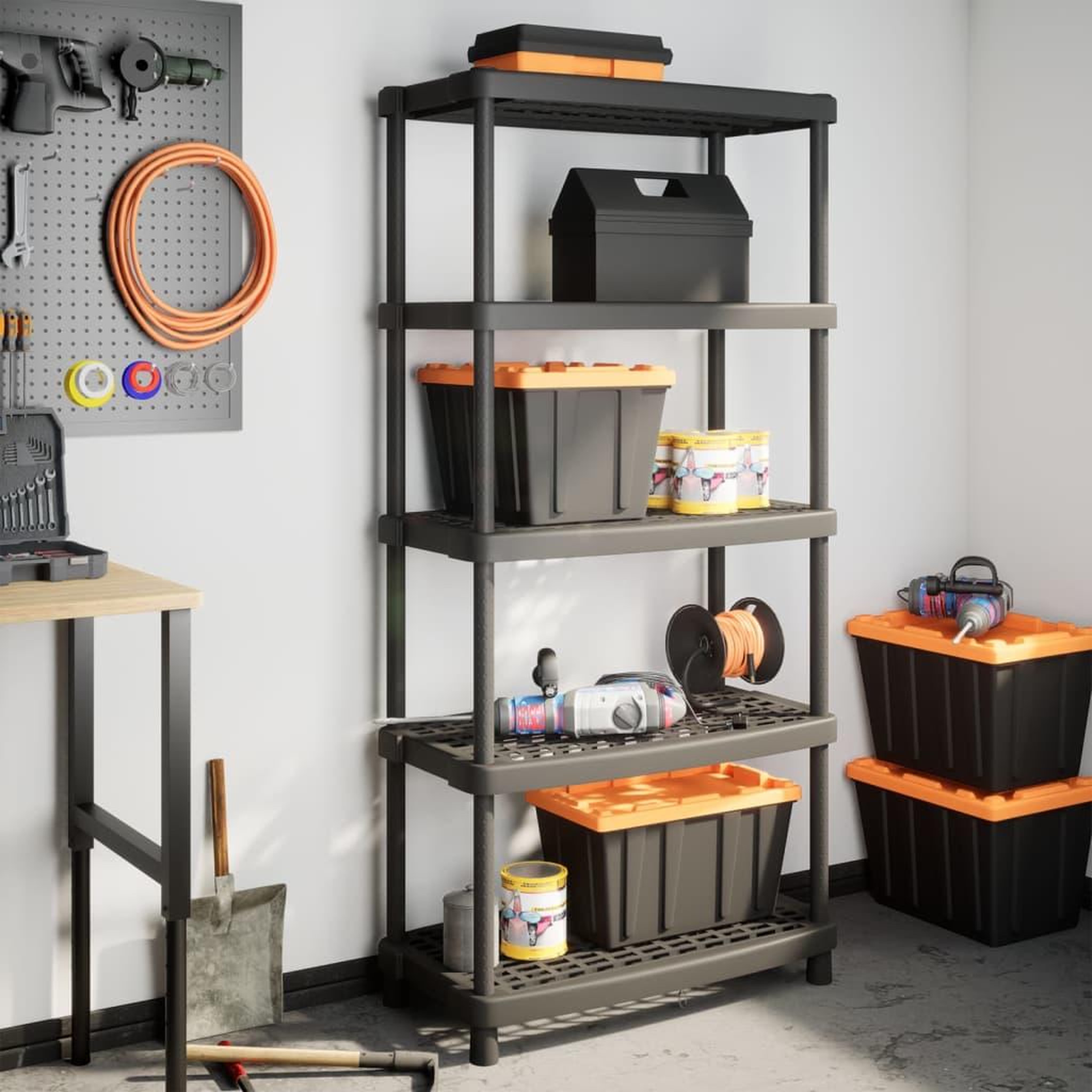VIDAXL Etagere de rangement a 5 niveaux noir 93,5x45,5x194,5 cm PP