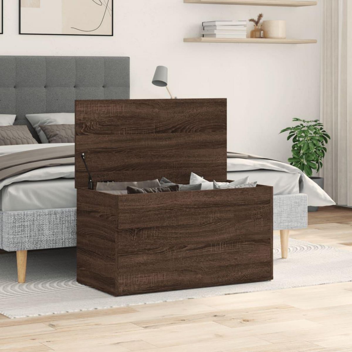 VIDAXL Coffre de rangement Chene marron 84x42x46 cm Bois d'ingenierie