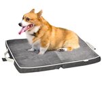 PAWHUT Coussin matelas chien ou chat lit pliable portable déhoussable lavable velours mousse à mémoire de forme gris
