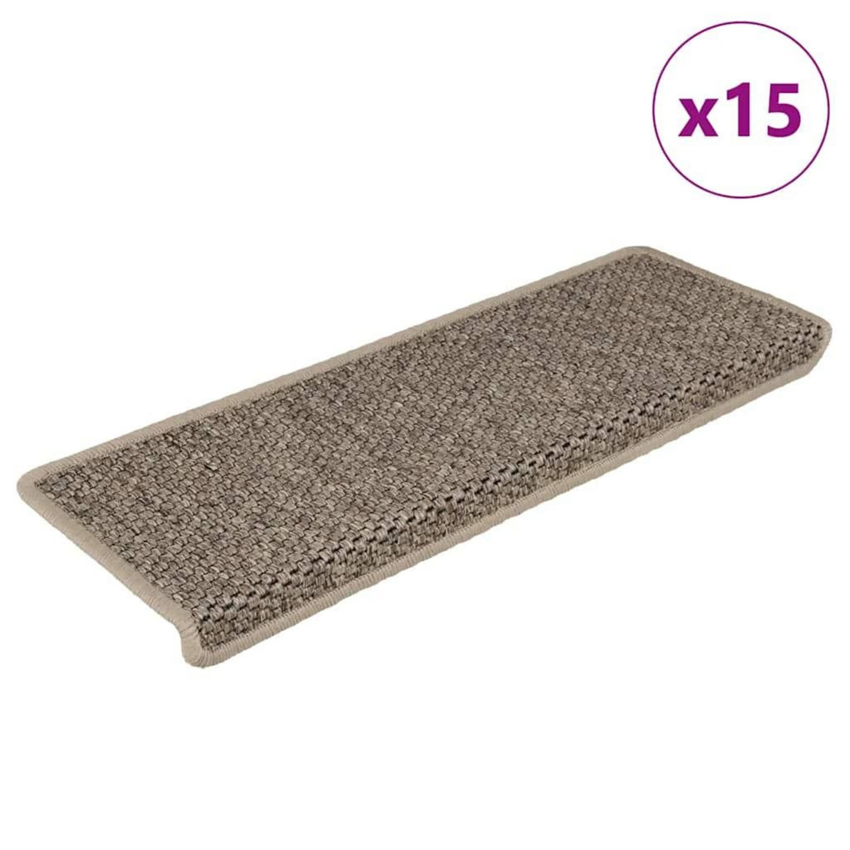 VIDAXL Tapis d'escalier autocollants 15 pcs 65x21x4 cm Beige fonce