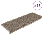VIDAXL Tapis d'escalier autocollants 15 pcs 65x21x4 cm Beige fonce
