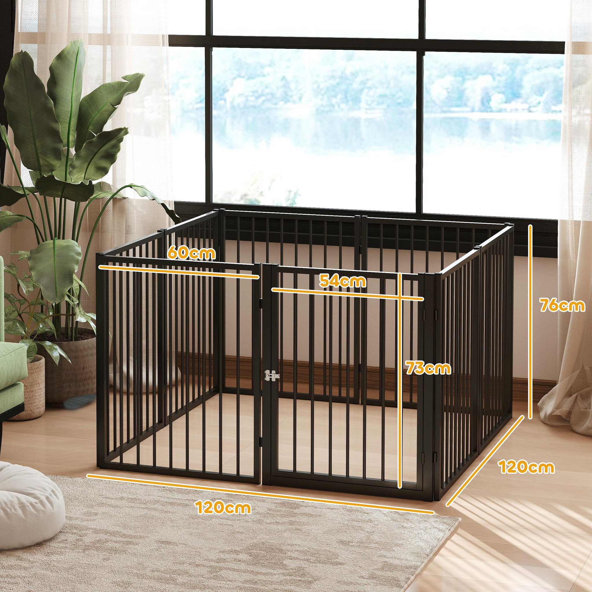 Voir la diapositive 3 : PAWHUT Parc enclos chien modulable pliable - porte verrouillable, 8 panneaux - acier noir