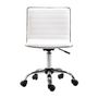Voir la diapositive 6 : HOMCOM Chaise de bureau design style Chesterfield acier chromé revêtement synthétique blanc