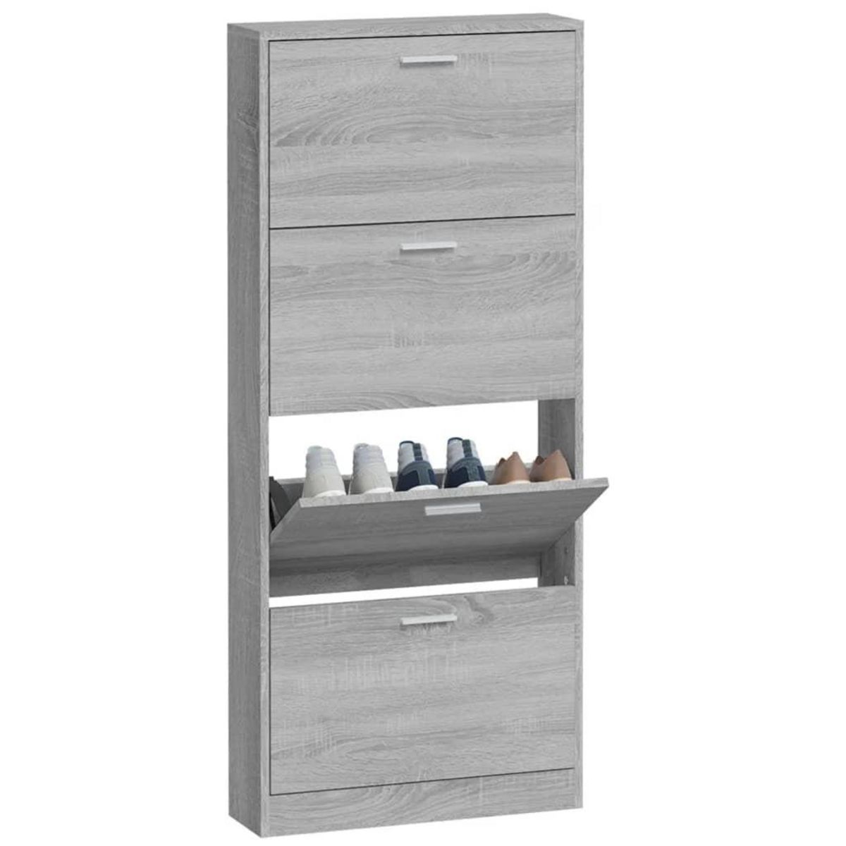 VIDAXL Armoire a chaussures Sonoma gris 59x17x150 cm Bois d'ingenierie