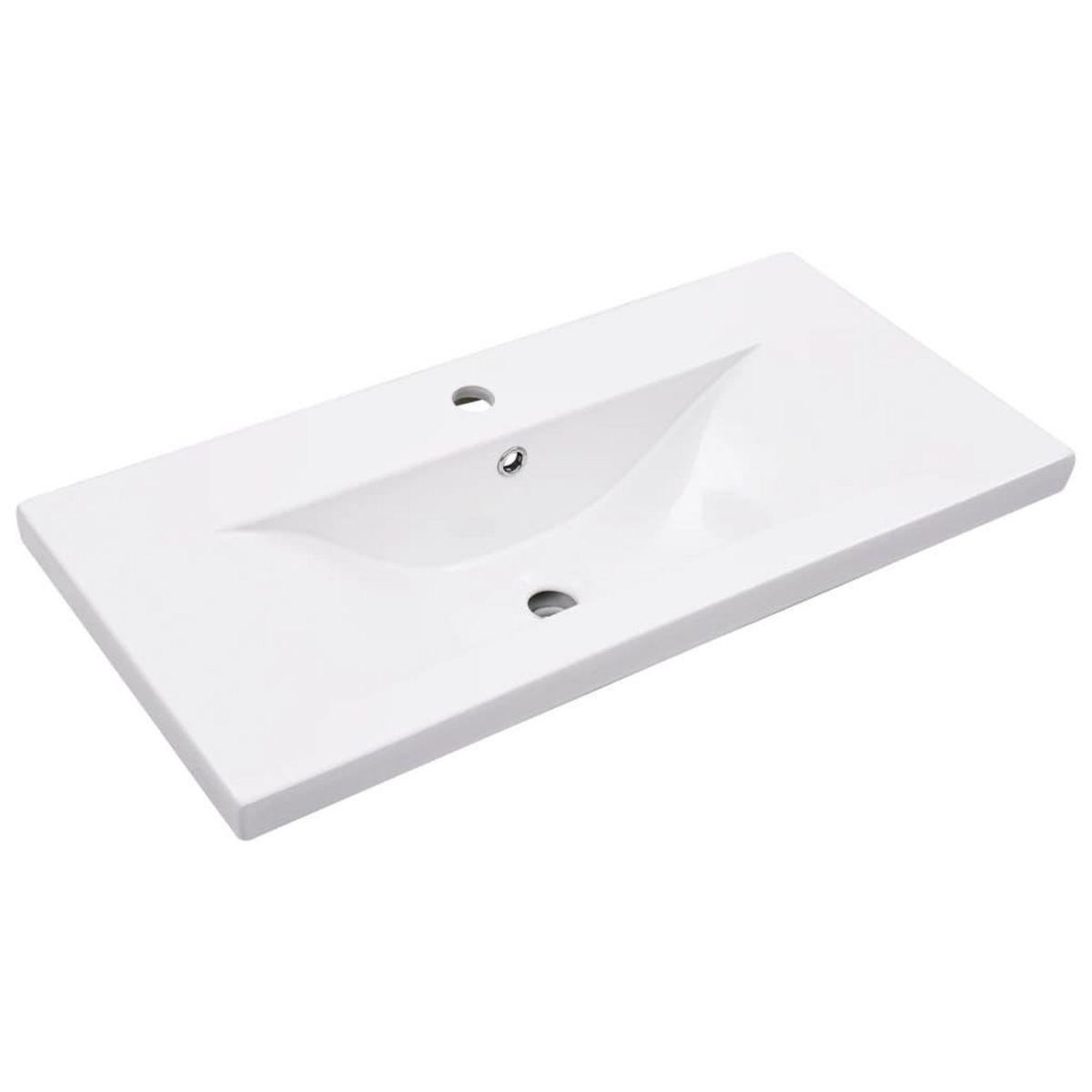 VIDAXL Cadre de lavabo de salle de bain vasque a encastrer Blanc Fer