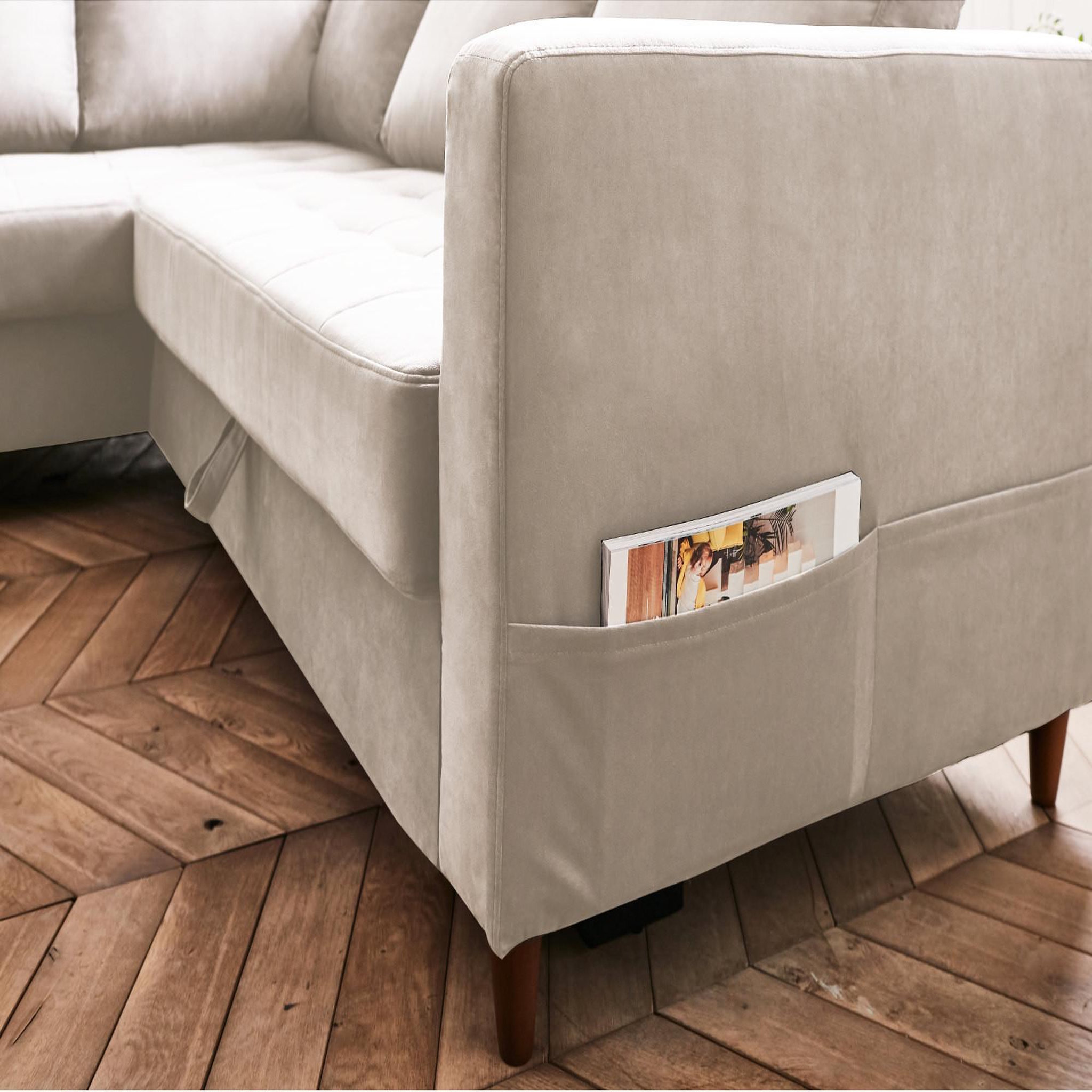 Voir la diapositive 4 : LISA DESIGN Anna - canapé d'angle gauche - 5 places - convertible - en velours