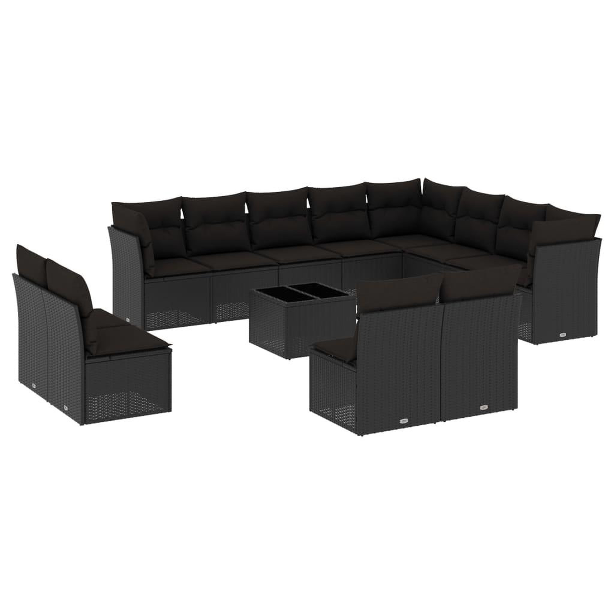 Voir la diapositive 2 : VIDAXL Salon de jardin avec coussins 13 pcs noir resine tressee