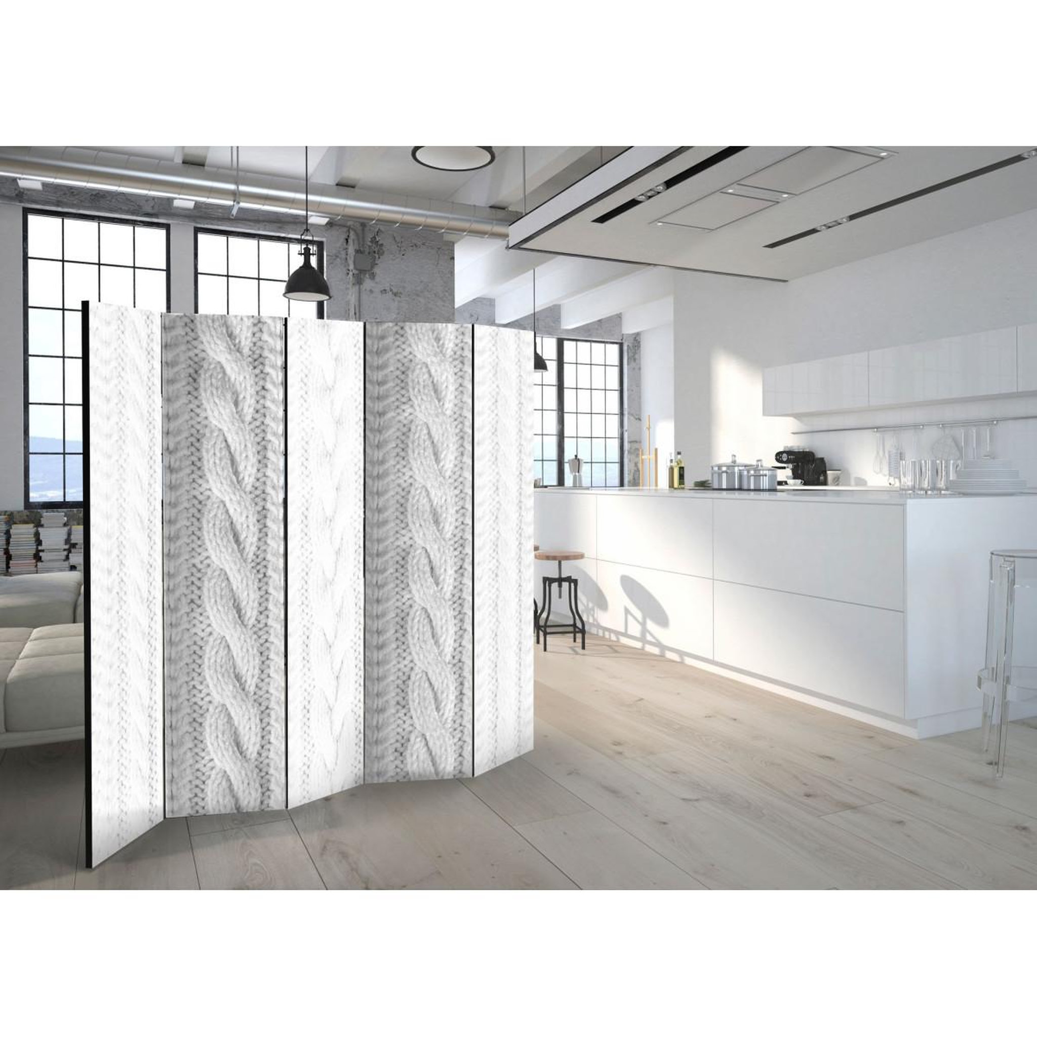 Voir la diapositive 2 : Paris Prix Paravent 3 volets  white knit  135x172cm