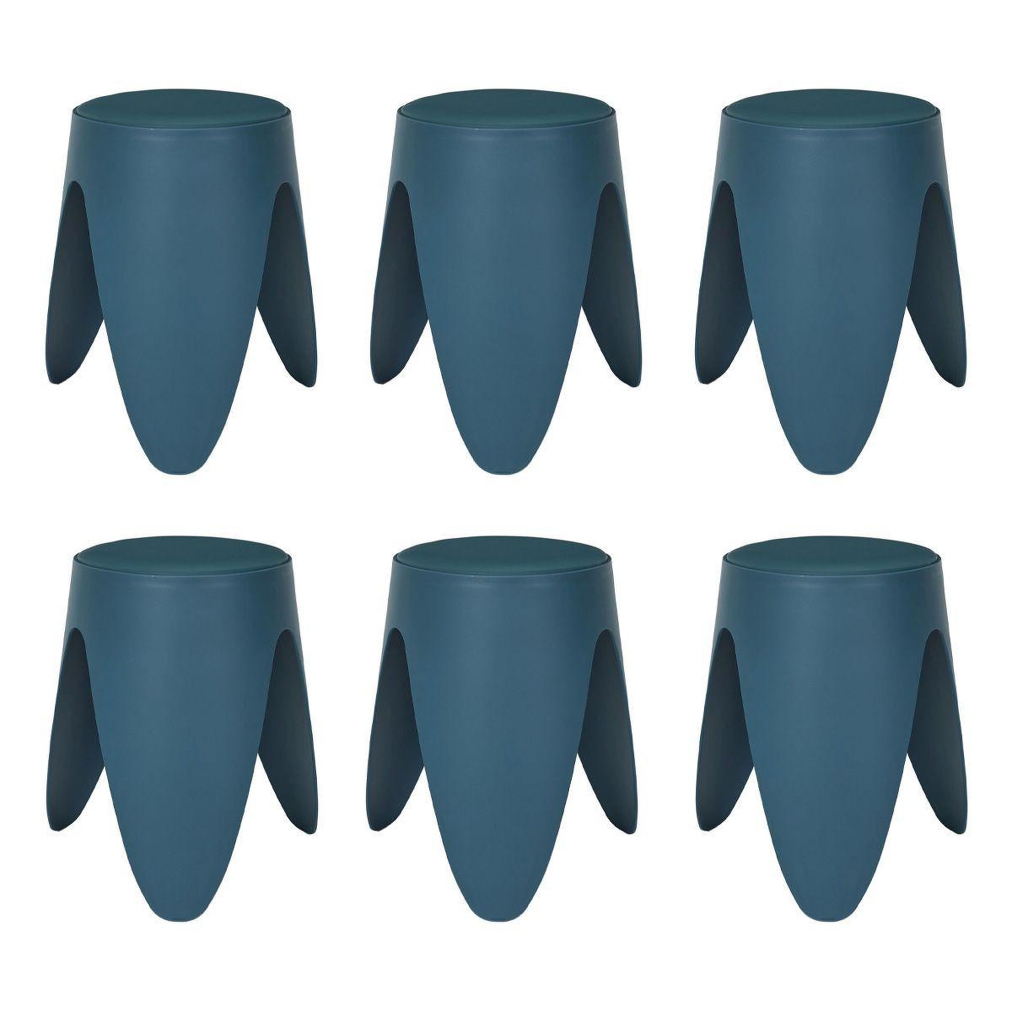 The Home Deco Factory Lot de 6 tabourets empilables  eve  46cm bleu canard