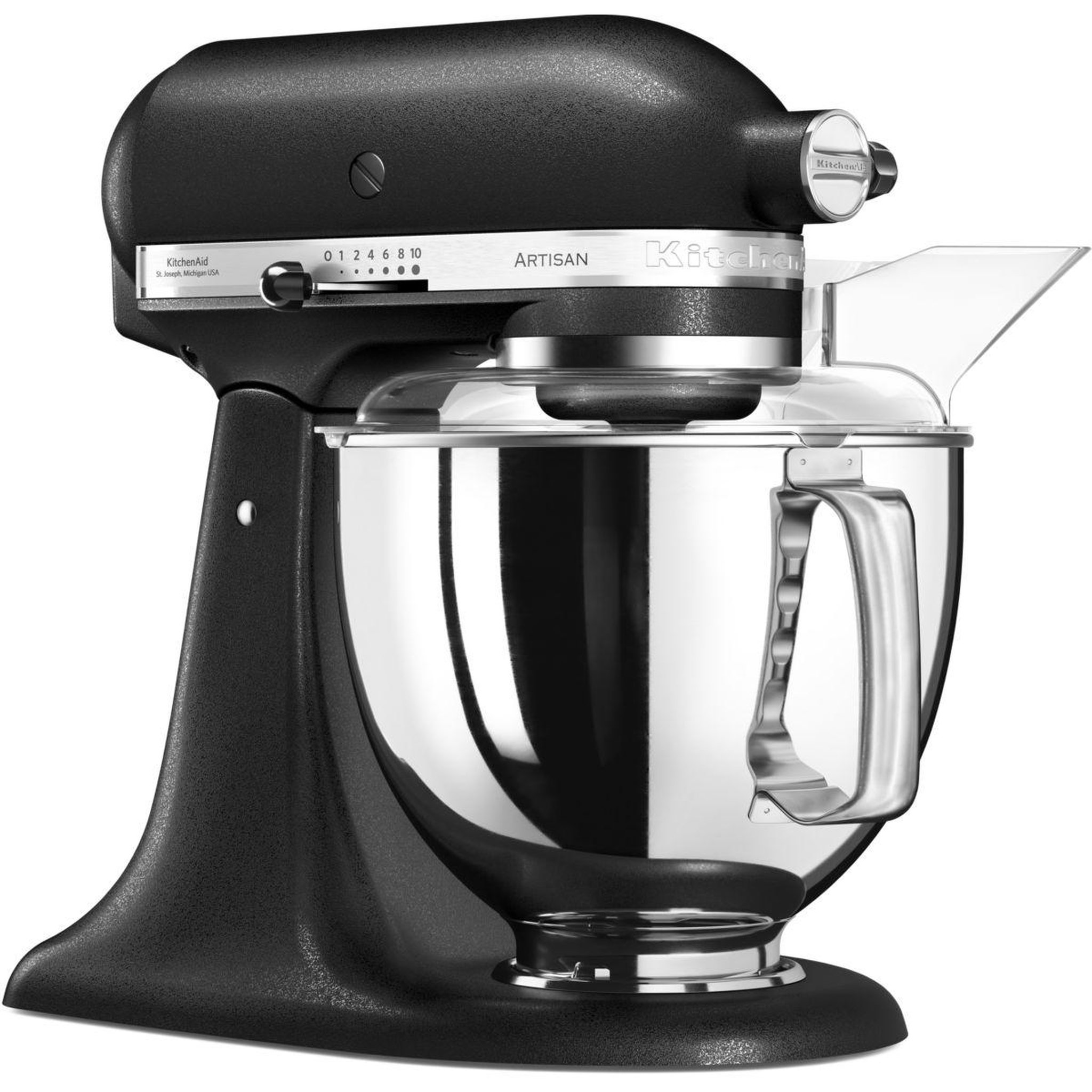 Voir la diapositive 2 : KitchenAid Robot pâtissier 5ksm175psebk artisan truffe noire, 4,8 l, bol avec poignée + bol 3 l, batteur souple et couvercle