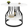 Voir la diapositive 1 : MERAX Table à manger ronde fixe blanc+noir - 80x80-80max.cm mdf