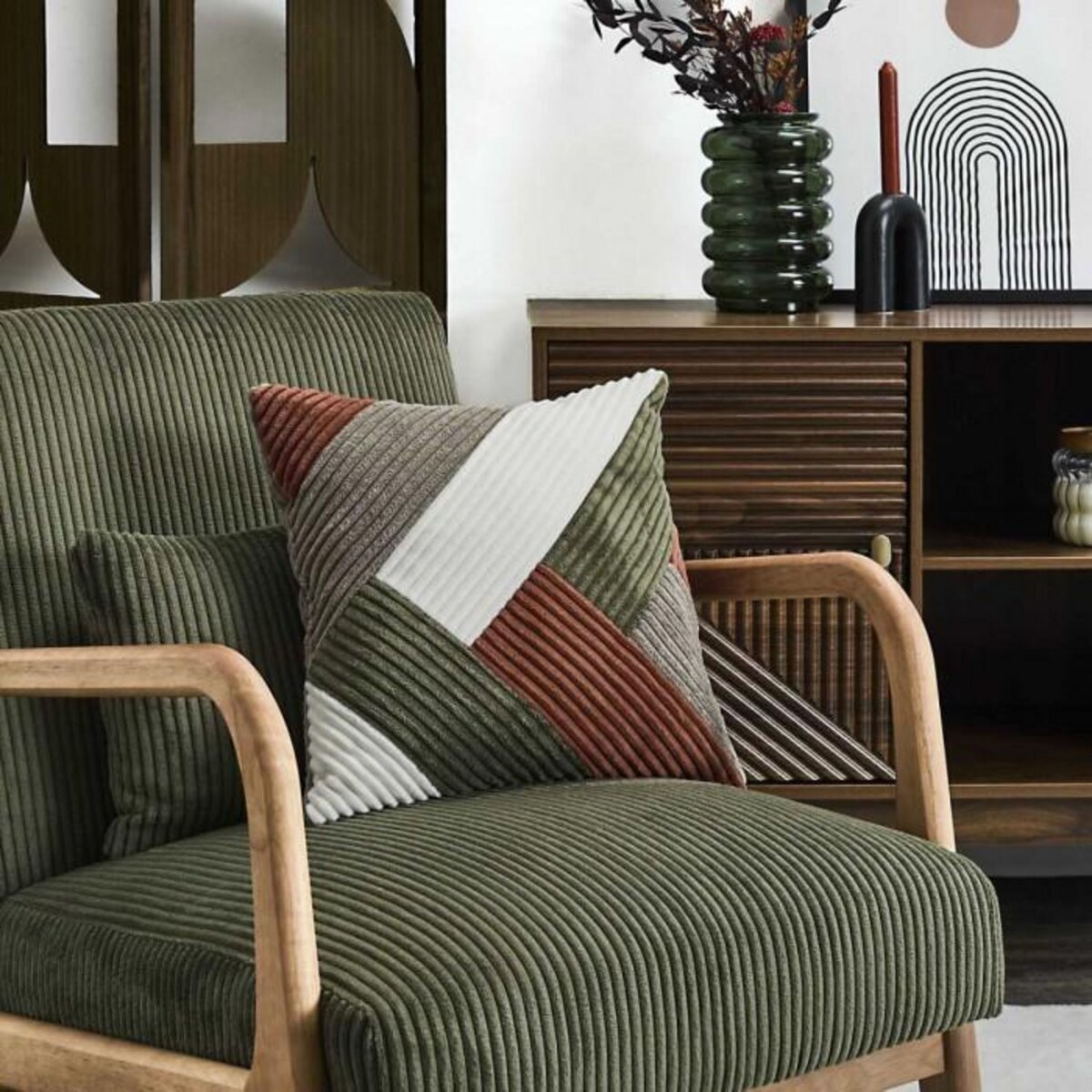 Paris Prix Coussin Déco Côtelé  Patchwork  40x40cm Multicolore