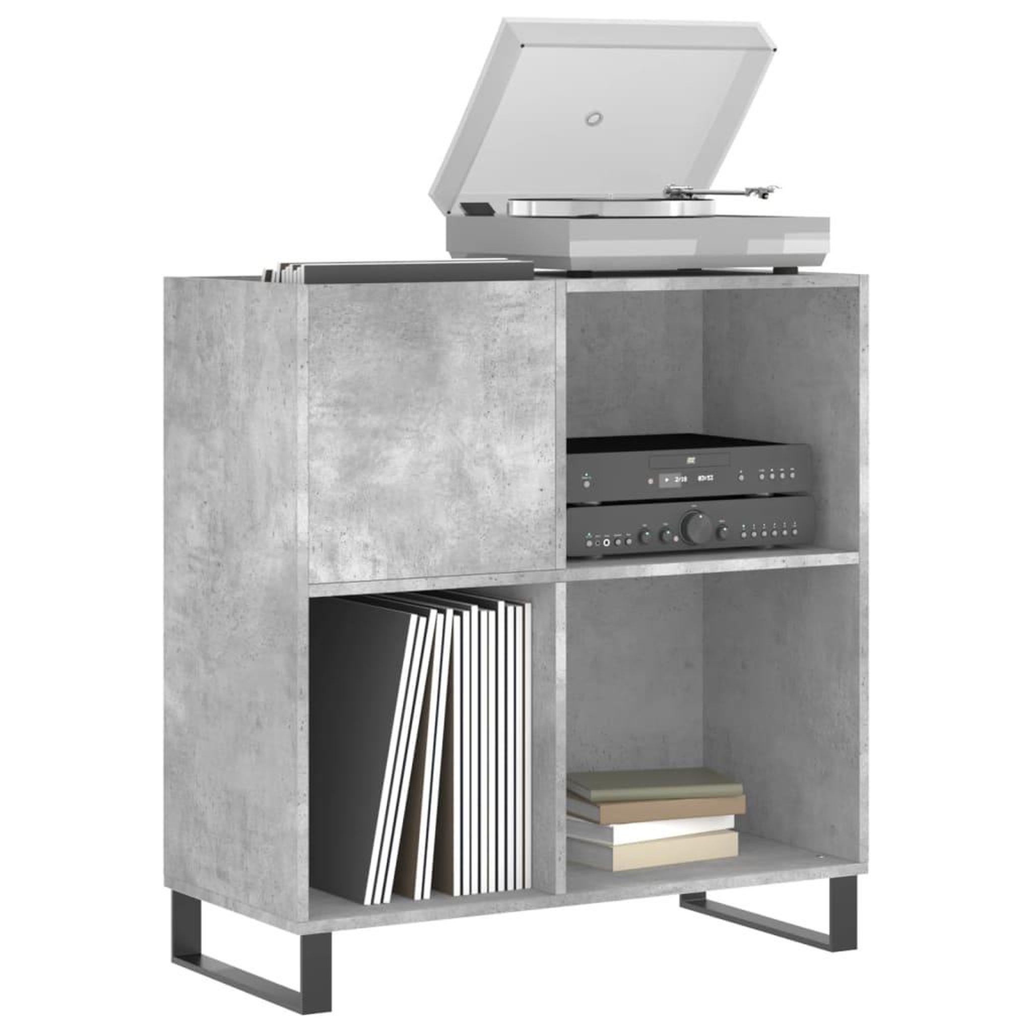Voir la diapositive 3 : VIDAXL Armoire a disques gris beton 84,5x38x89 cm bois d'ingenierie