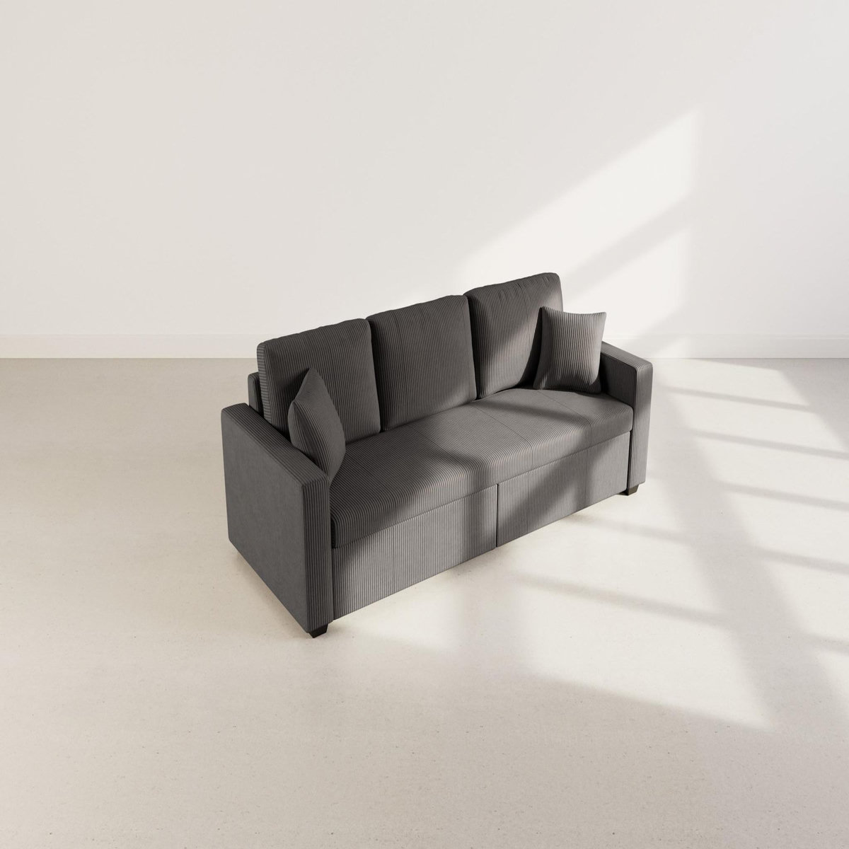 BEST MOBILIER Cyrus - canapé droit 3 places convertible en velours côtelé